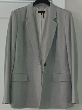 Donna Karan Light Gray Single-Button Blazer